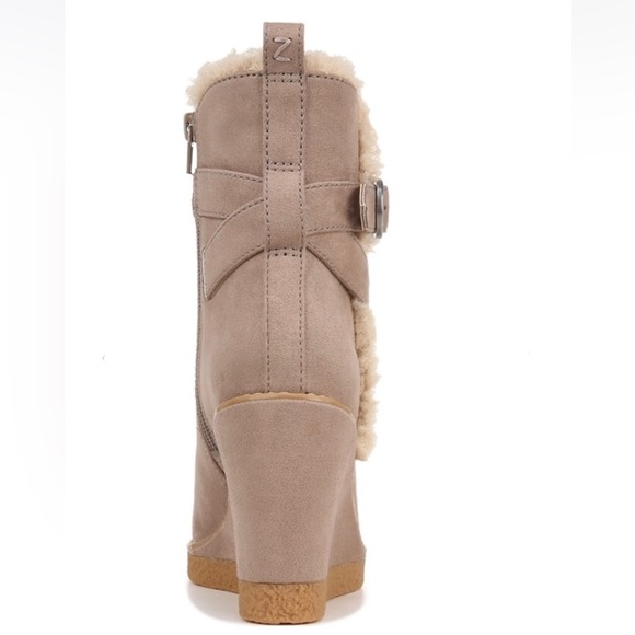 Women’s Taupe Shearling Wedge Booties - Picture 7 of 13